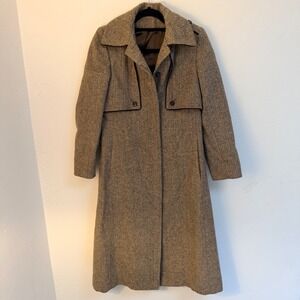 Vtg Hyde Park Womens‎ S Pure Wool Herringbone Coat Quiet Luxury Dark Academia